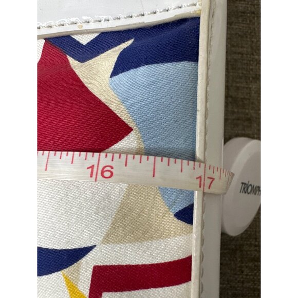Liz Claiborne Handbag Beach Umbrella Print White Handles Red Striped Interior - Picture 10 of 11